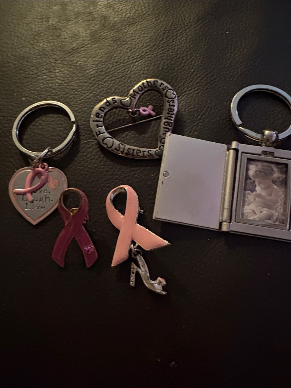 Pink Ribbon Awareness Charm Keychain Set - Breast Cancer Support - Picture 2 of 3